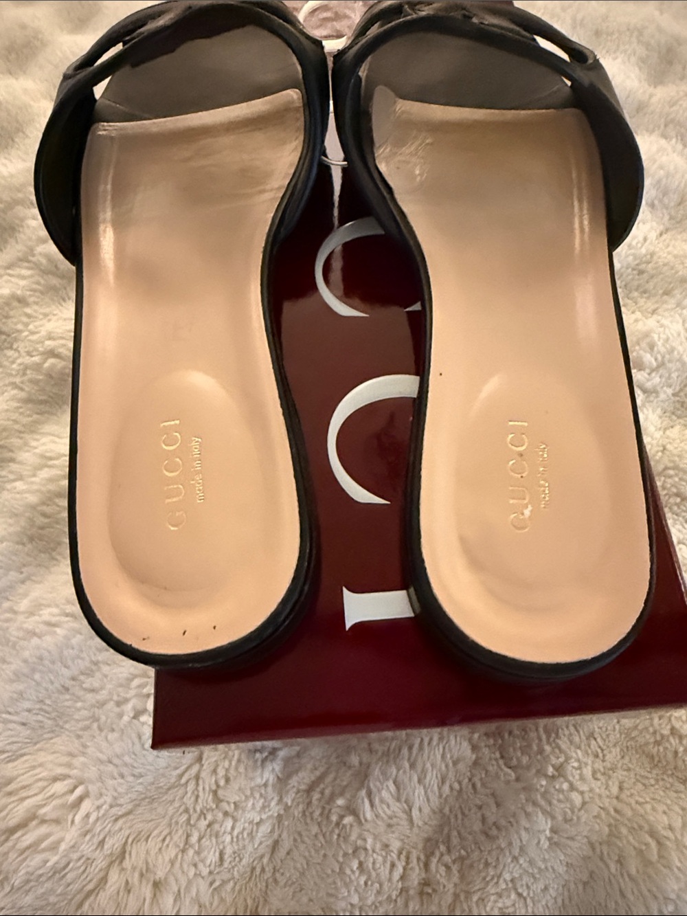 Gucci Black Leather GG Cutout Slide Sandals - Picture 4 of 6